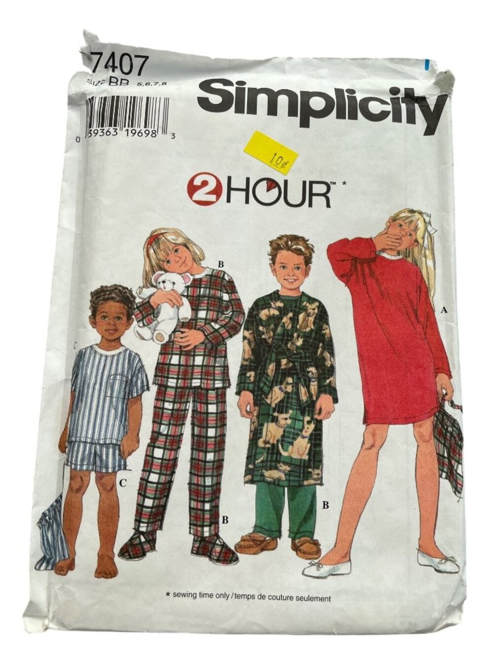Vintage 90s Simplicity 7407 Sewing Pattern Size 5-6-7-8 Pajama Dressmaking UNCUT